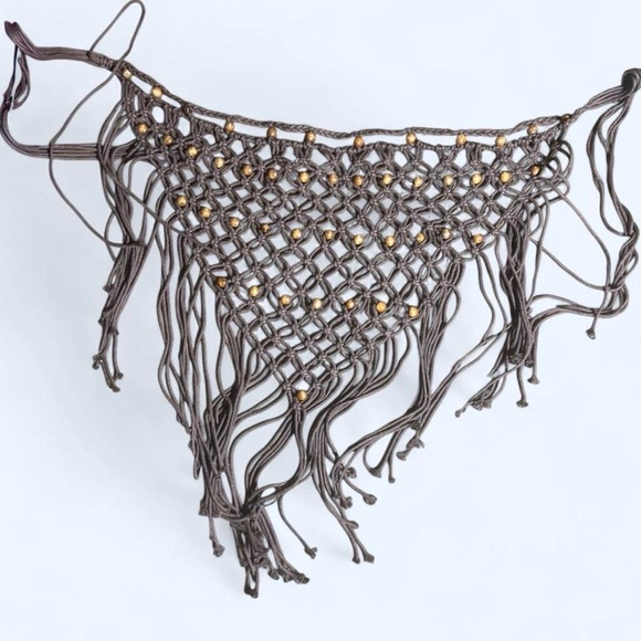 Bohemian Brown Macrame Fringe Belt - Picture 2 of 2
